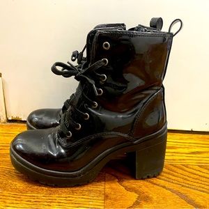 Platform pleather healed combat boots